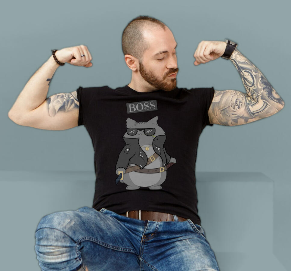 Menő TEK Boss cicás póló, pulcsi, bögre vagy szatyor minta.