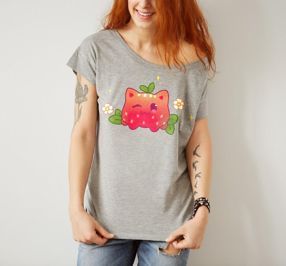 Szuper édes epres, cicás póló, pulcsi, bögre vagy szatyor minta. Kawaii!