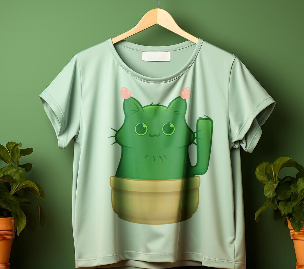 Aranyos és vicces, kaktuszos cicás póló, pulcsi, bögre vagy szatyor minta.